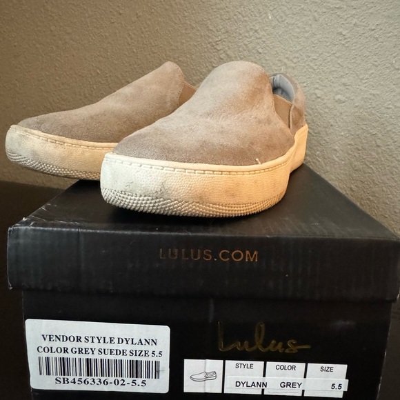 lulus Gray Suede Slip-On Sneakers sized women’s 5.5 - Picture 8 of 8